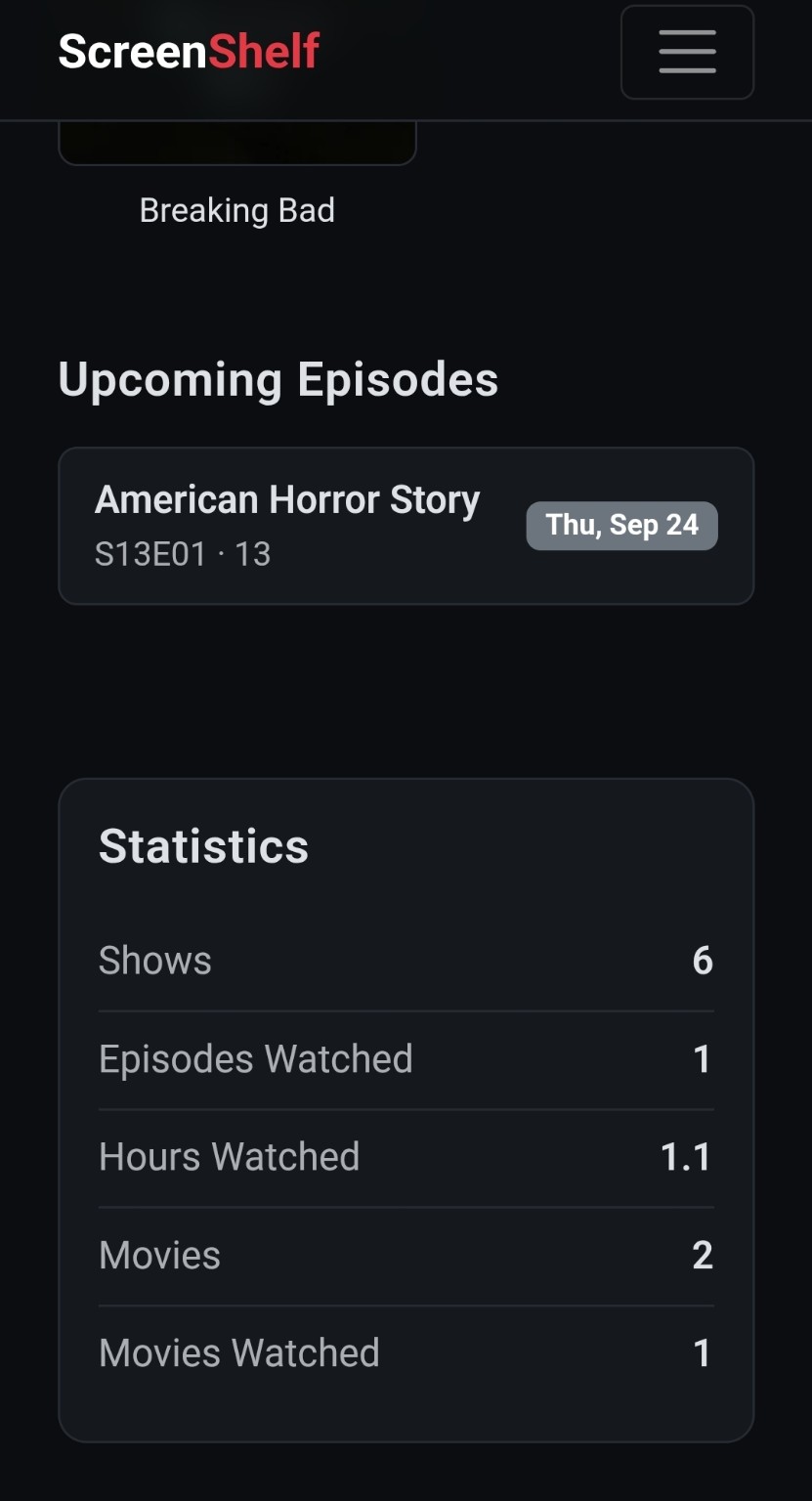 ScreenShelf — Upcoming Episodes screen
