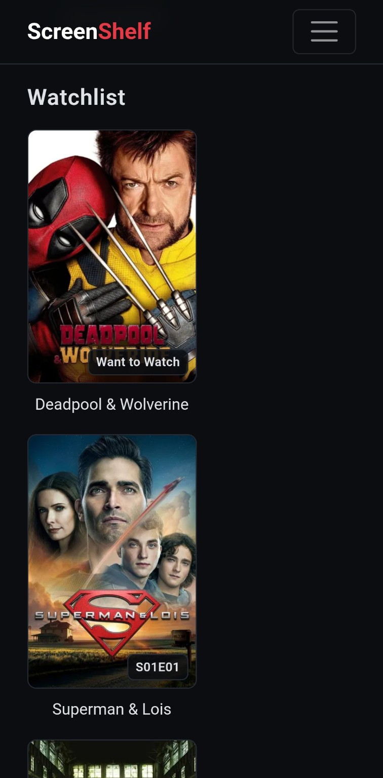 ScreenShelf — Watchlist screen